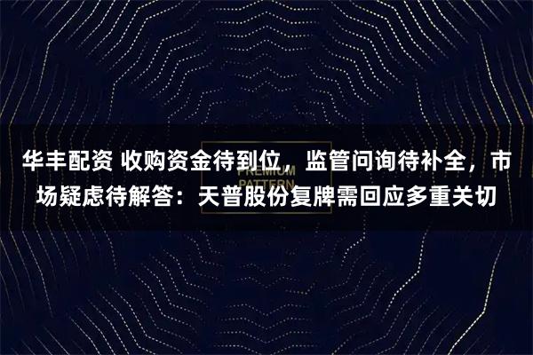 华丰配资 收购资金待到位，监管问询待补全，市场疑虑待解答：天普股份复牌需回应多重关切